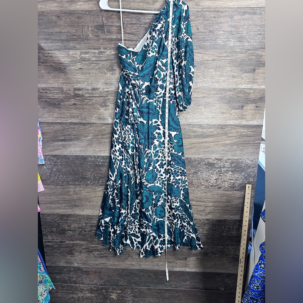 J. Crew Teal and White One-Shoulder Floral Dress - Picture 11 of 15